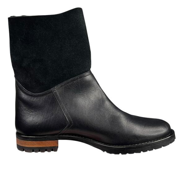 Fabianelli Women’s Black Leather Faux Fur Side Zip Ankle Boot Size 8 - Picture 4 of 13